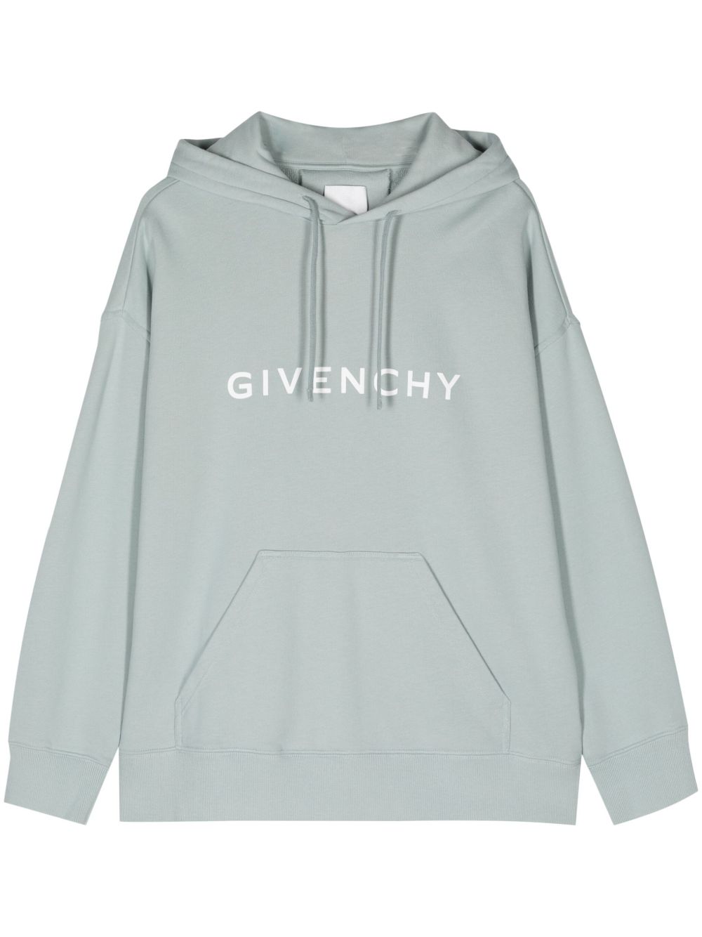 Givenchy logo印花棉连帽衫 - 蓝色