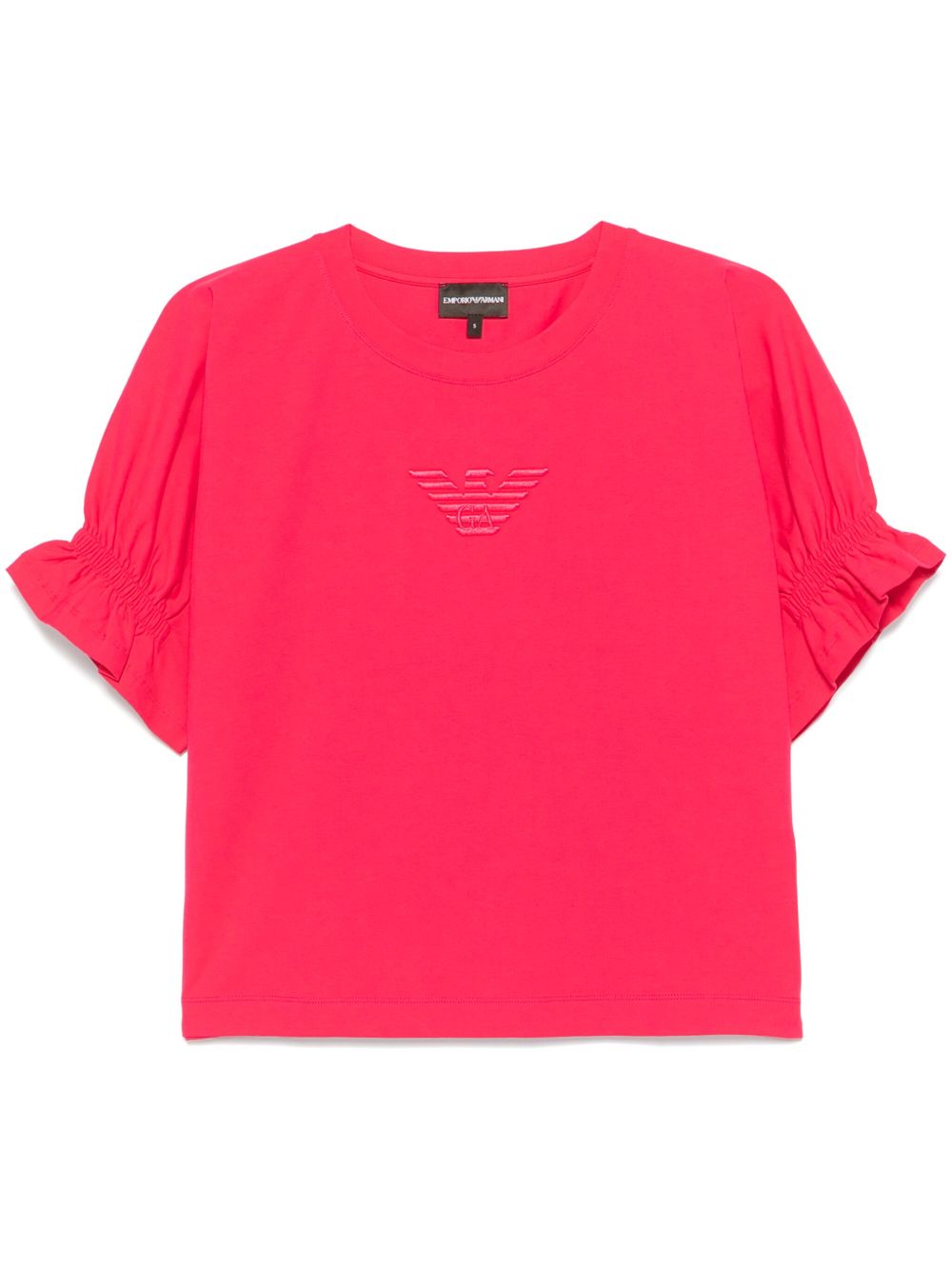 Emporio Armani logo刺绣平纹针织T恤 - 粉色