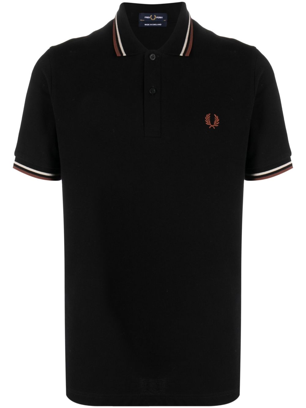 Fred Perry logo刺绣棉polo衫 - 黑色