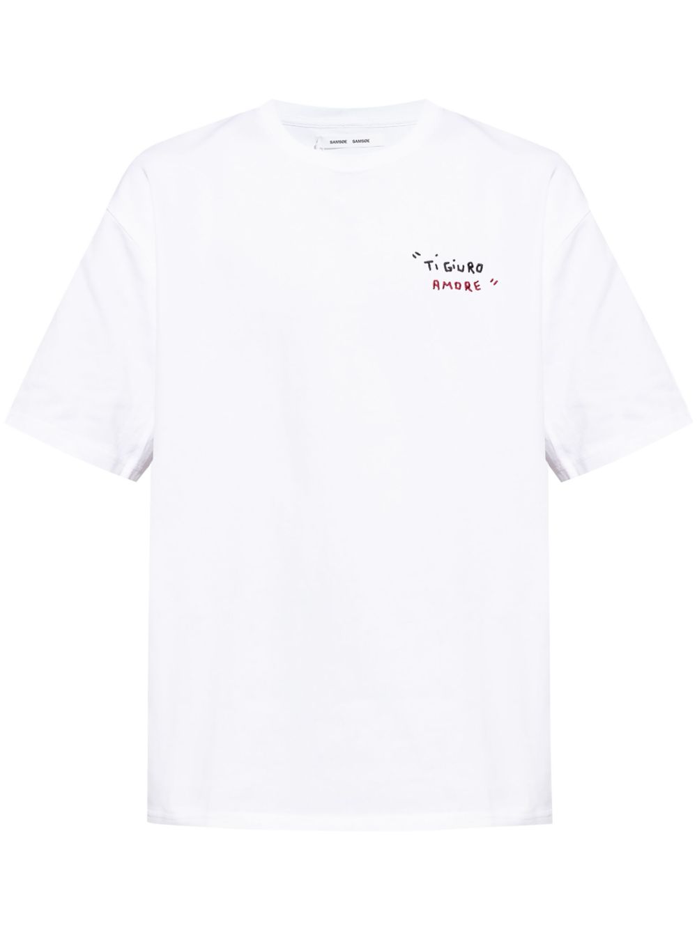 SAMSOE SAMSOE logo刺绣棉T恤 - 白色