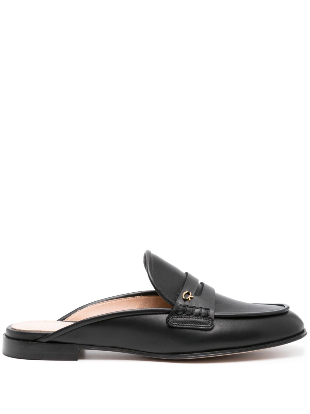 Gianvito Rossi Florio 皮质穆勒鞋 - 黑色