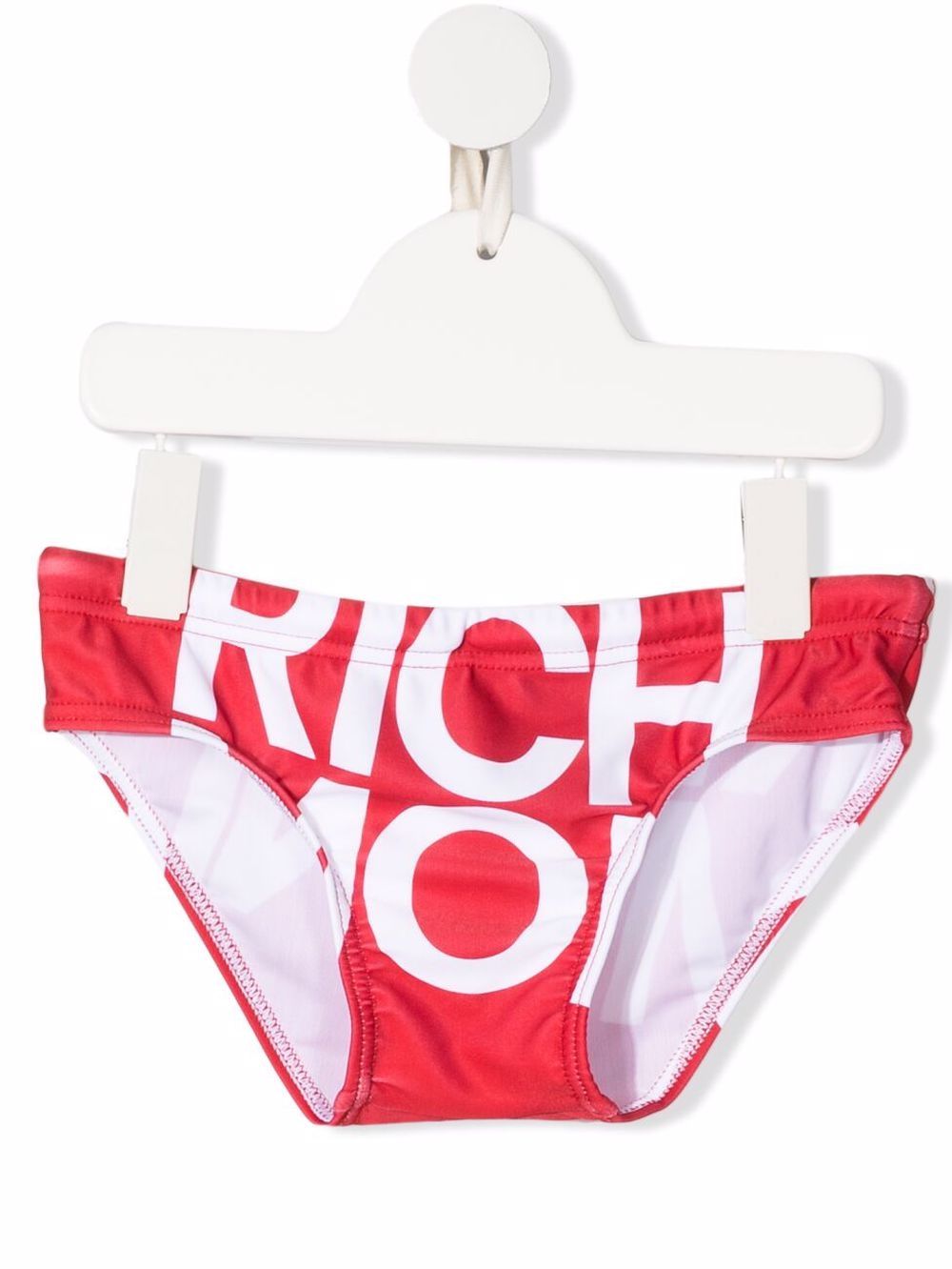 John Richmond Junior logo印花三角泳裤 - 红色