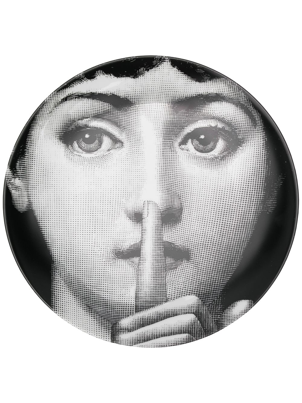 Fornasetti Silenzio陶瓷盘 - 黑色