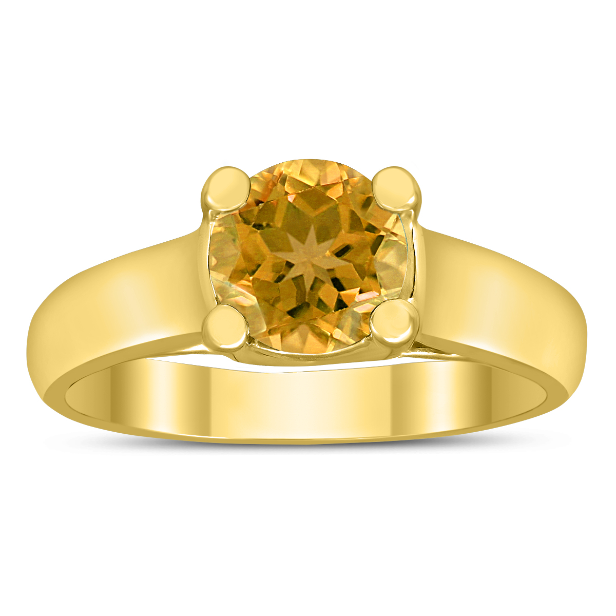 圆形7毫米Citrine Cathedral纸牌戒指10 K黄金