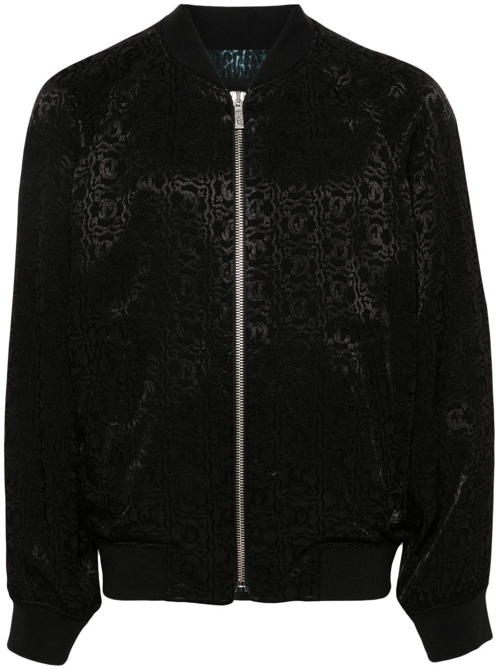 Just Cavalli logo提花飞行员夹克 - 黑色