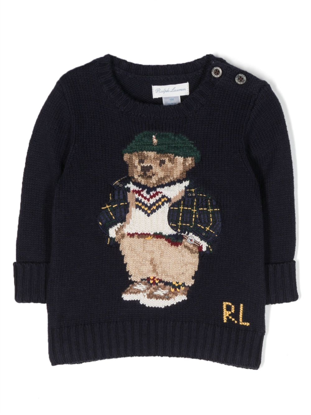 POLO RALPH LAUREN KIDS Polo Bear 嵌花针织毛衣 - 蓝色