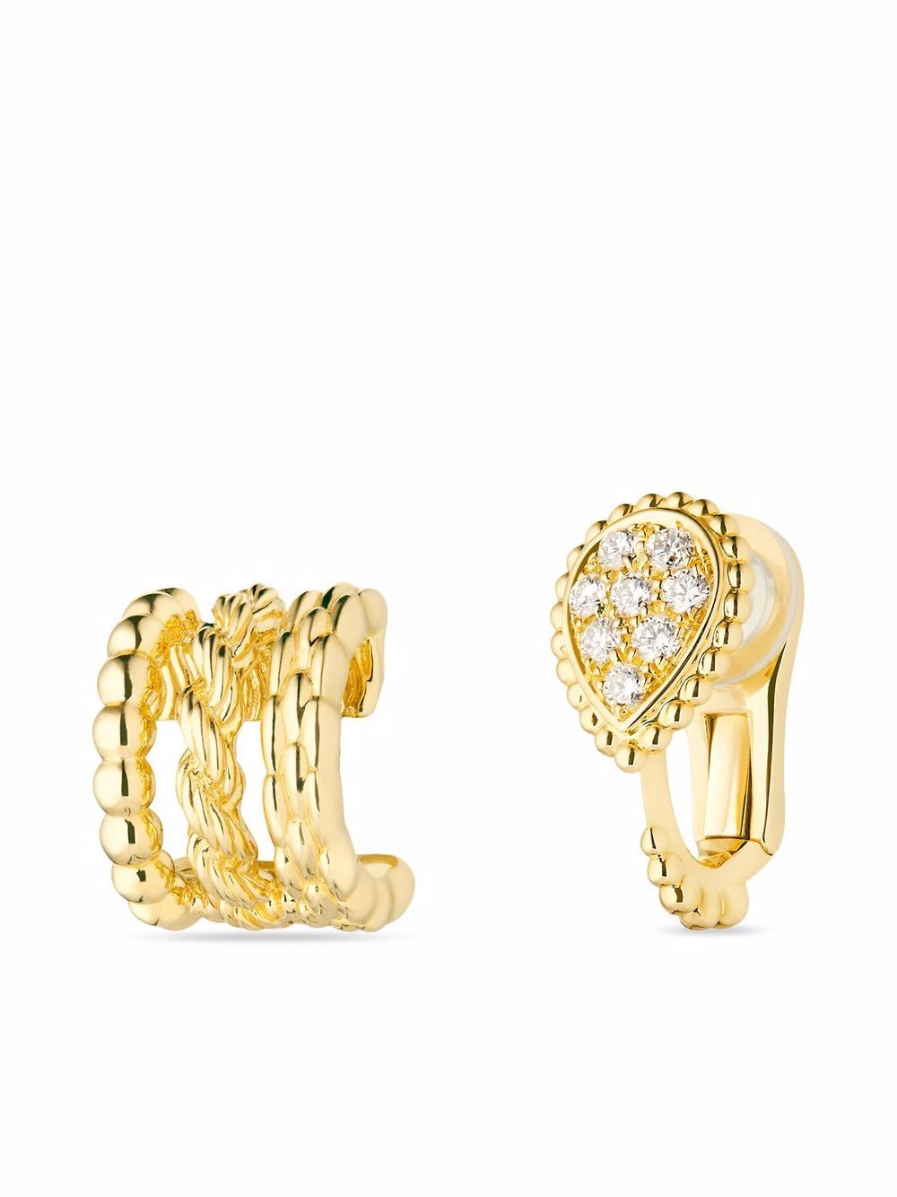 Boucheron 18K黄金 Serpent Bohème 钻石夹扣式耳环 - 金色