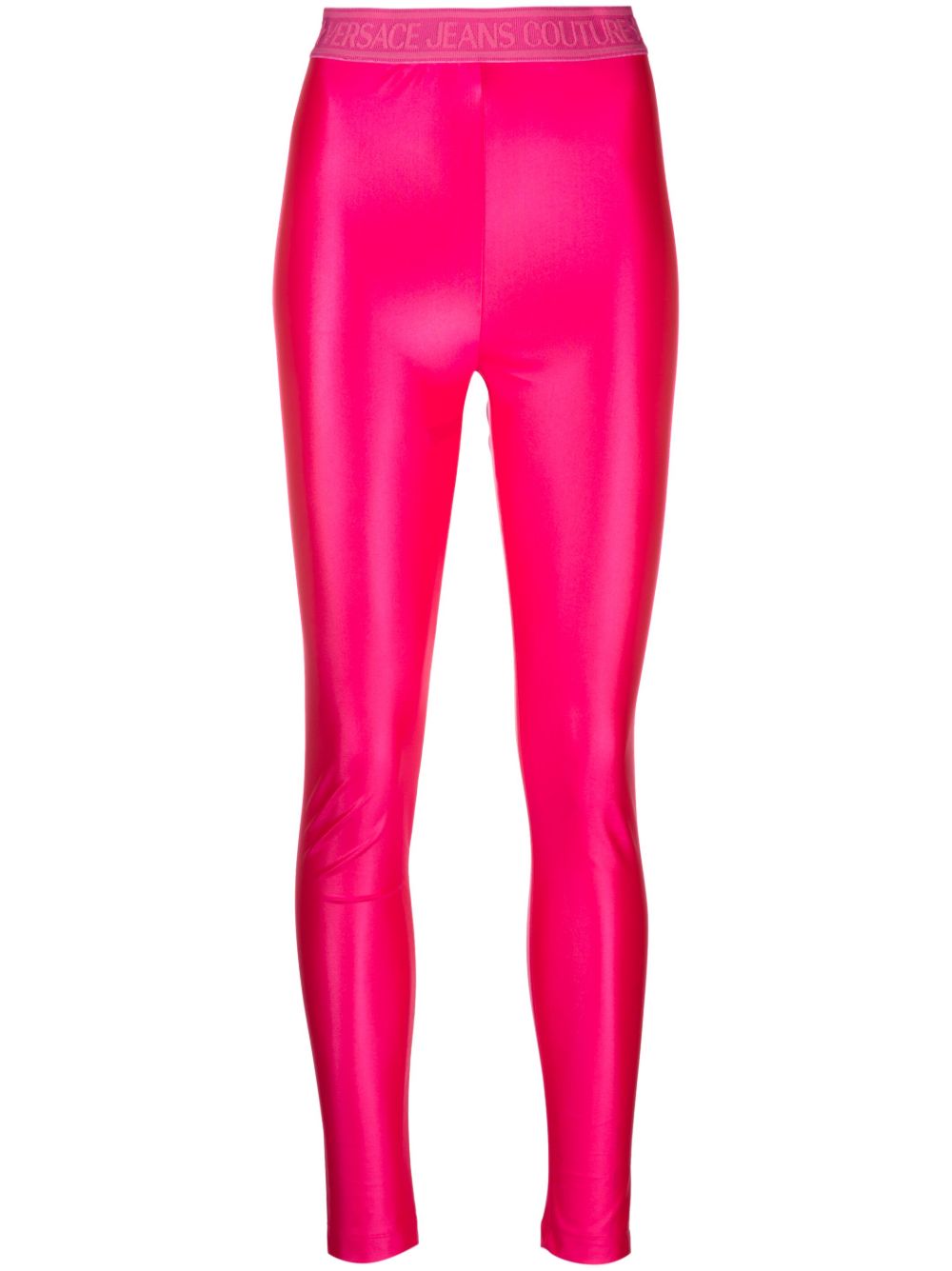 Versace Jeans Couture logo裤腰高腰打底裤 - 粉色