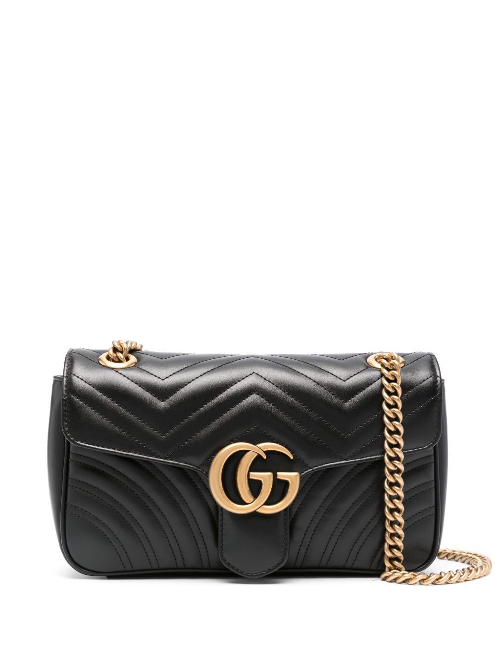 Gucci GG Marmont 小号单肩包 - 黑色