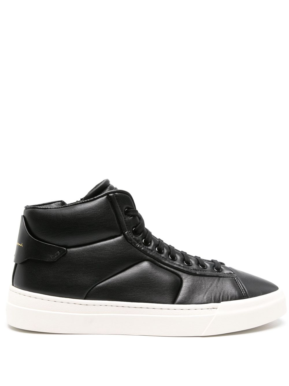 Santoni 皮质高帮运动鞋 - 黑色