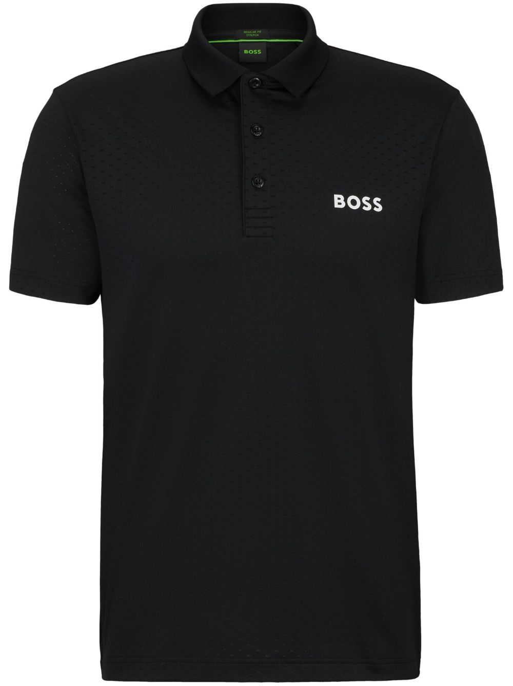 BOSS logo印花提花polo衫 - 黑色
