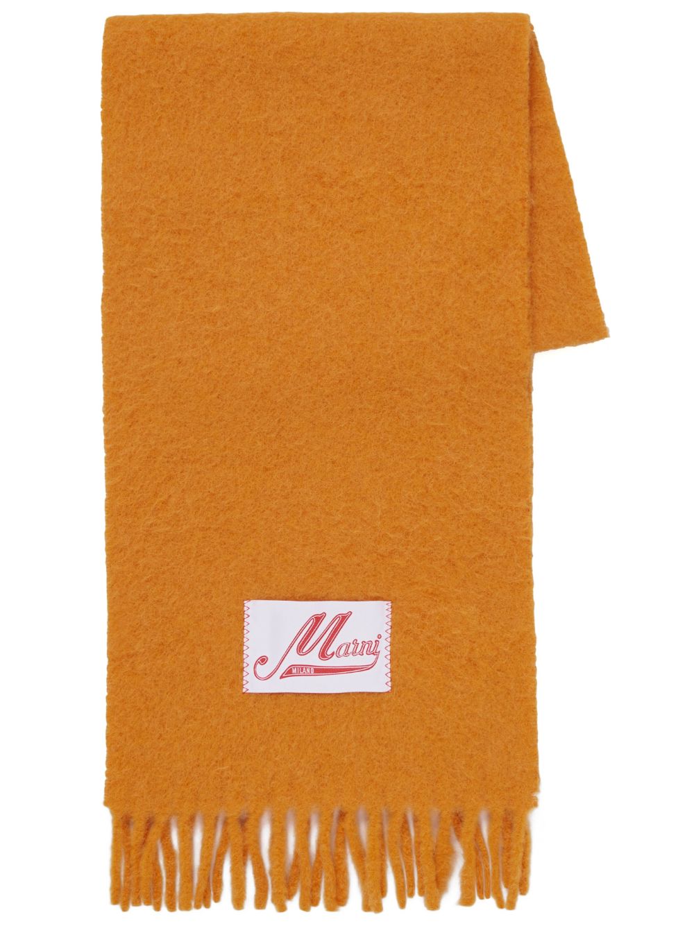 Marni logo贴花羊驼呢混纺围巾 - 橘色