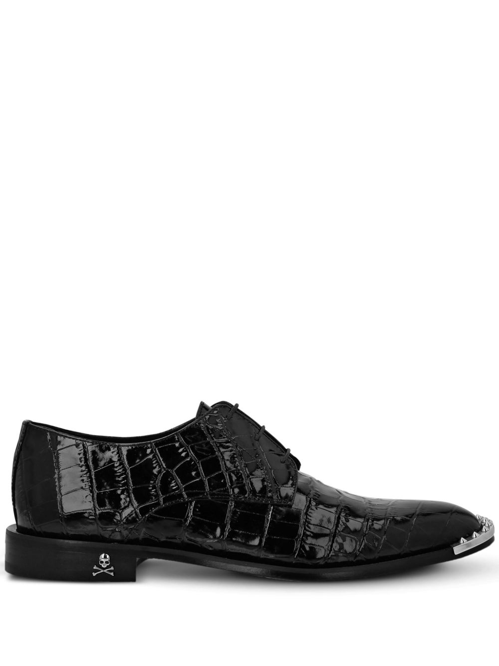 Philipp Plein 仿鳄鱼压纹皮质德比鞋 - 黑色