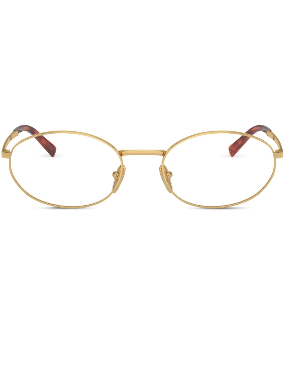 Prada Eyewear 金属感椭圆形镜框眼镜 - 金色