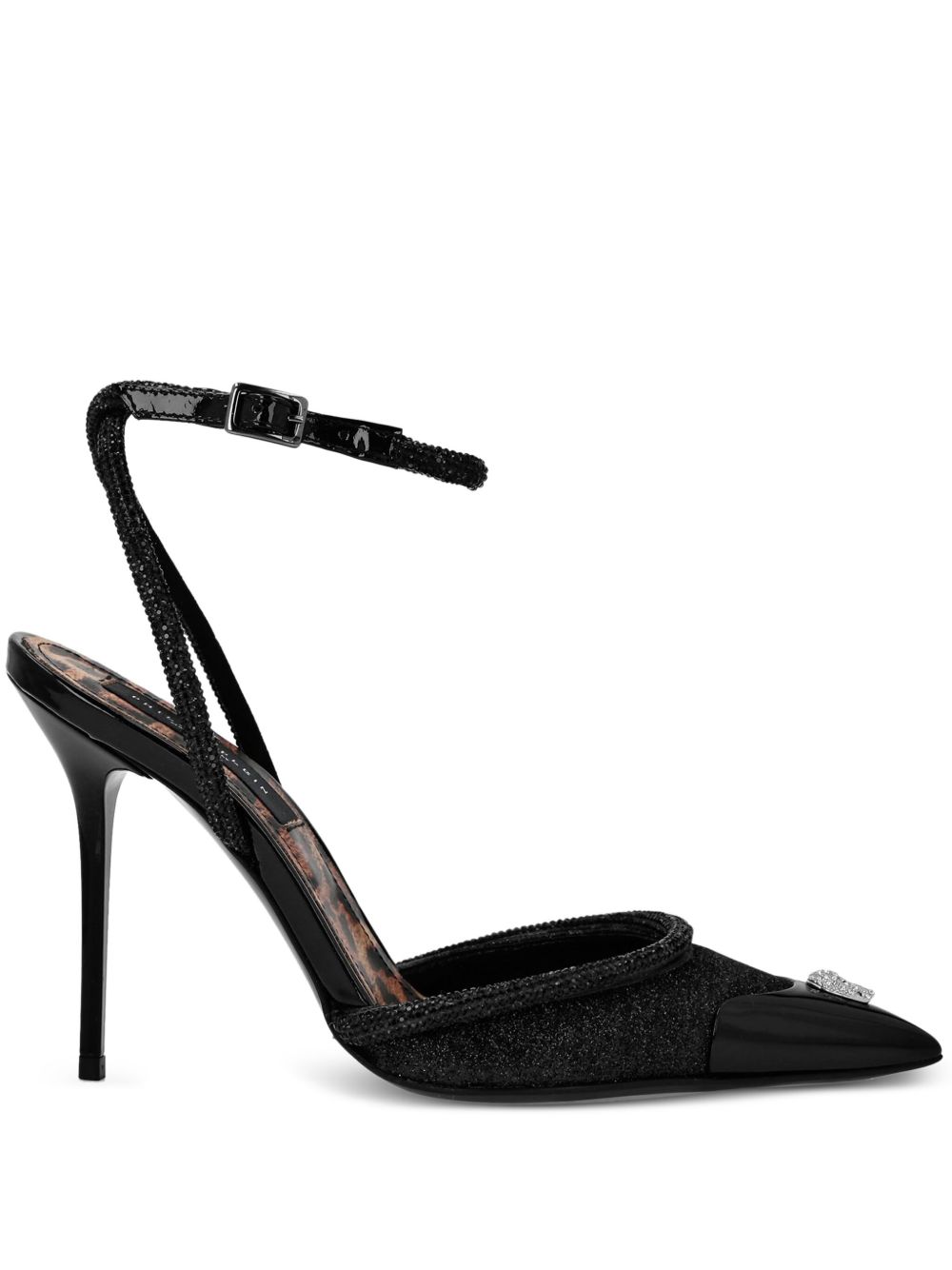 Philipp Plein Glitter Decollete 皮质高跟鞋 - 黑色
