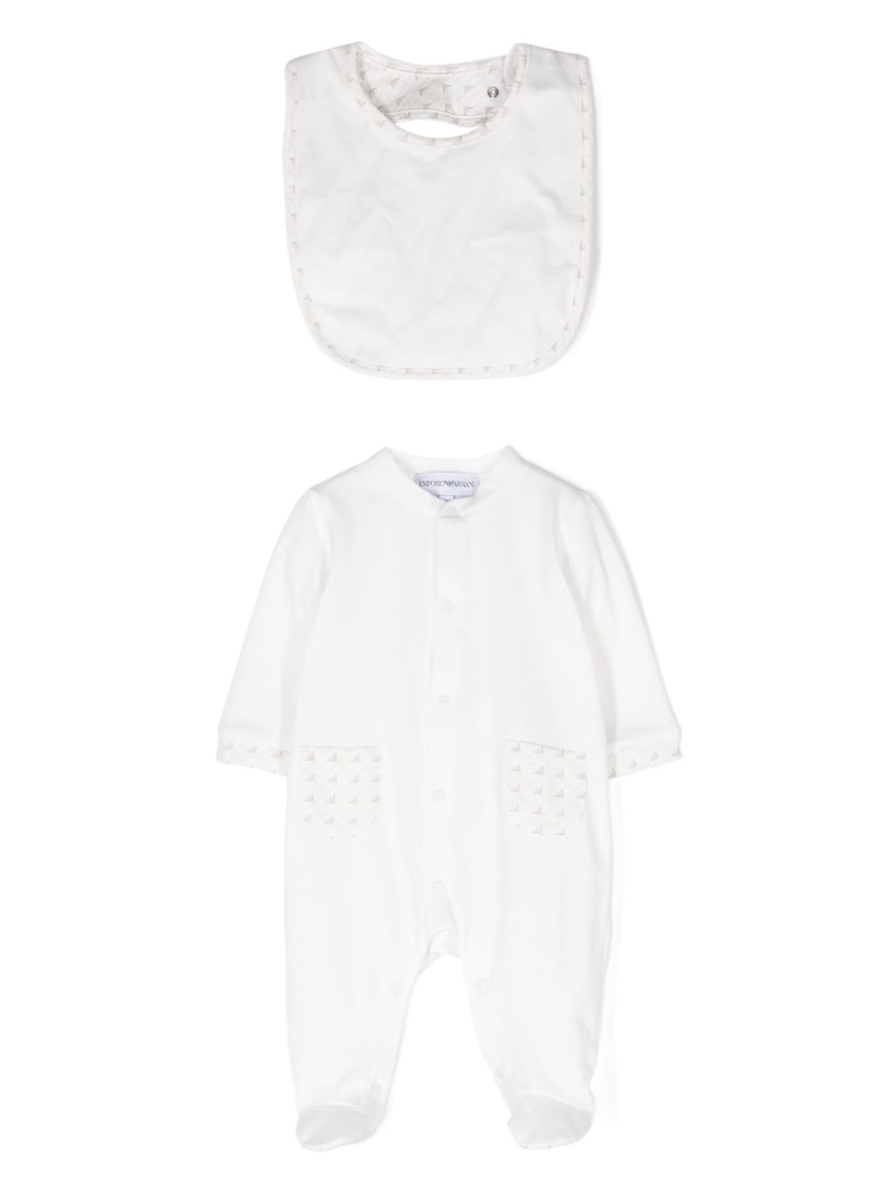 Emporio Armani Kids 老鹰印花睡衣套装 - 白色