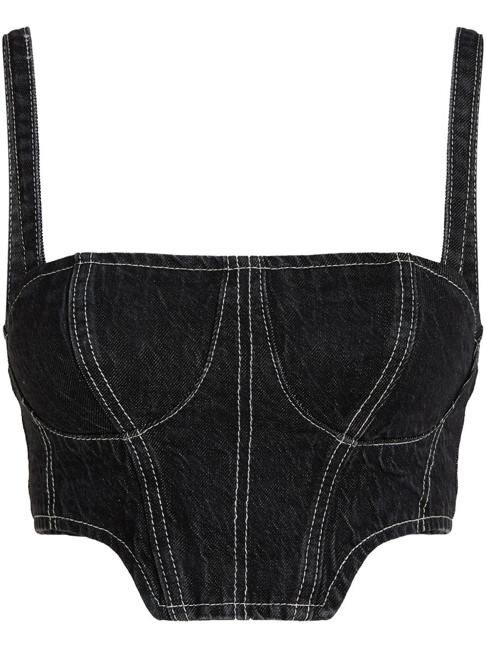 Karl Lagerfeld Jeans 短款牛仔坦克背心 - 黑色