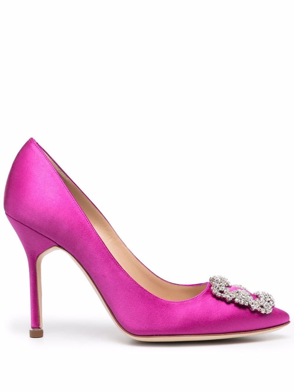 Manolo Blahnik Hangisi 缎面高跟鞋 - 紫色