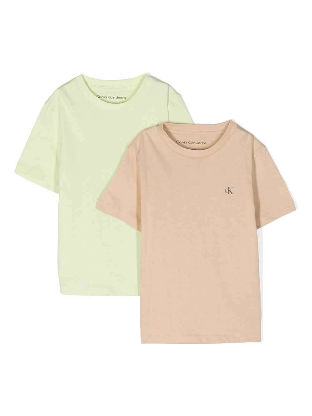 Calvin Klein Kids logo印花棉T恤（两件装） - 绿色