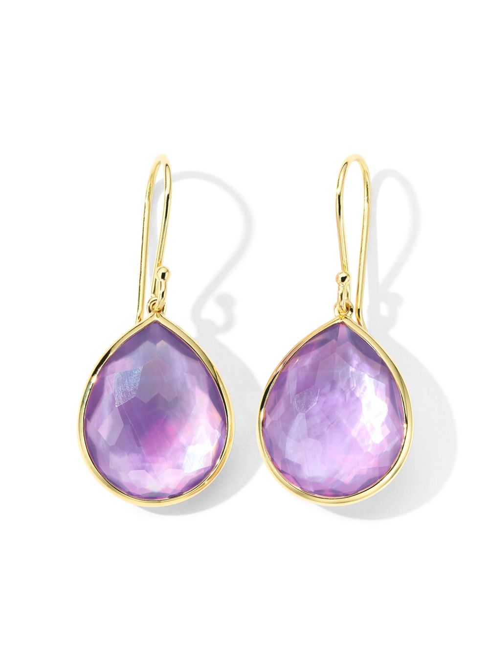 IPPOLITA 18K黄金 Rock Candy 紫晶中号泪滴形耳环 - 金色