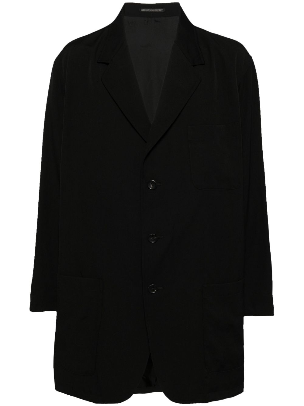 Yohji Yamamoto 超大款羊毛西装夹克 - 黑色