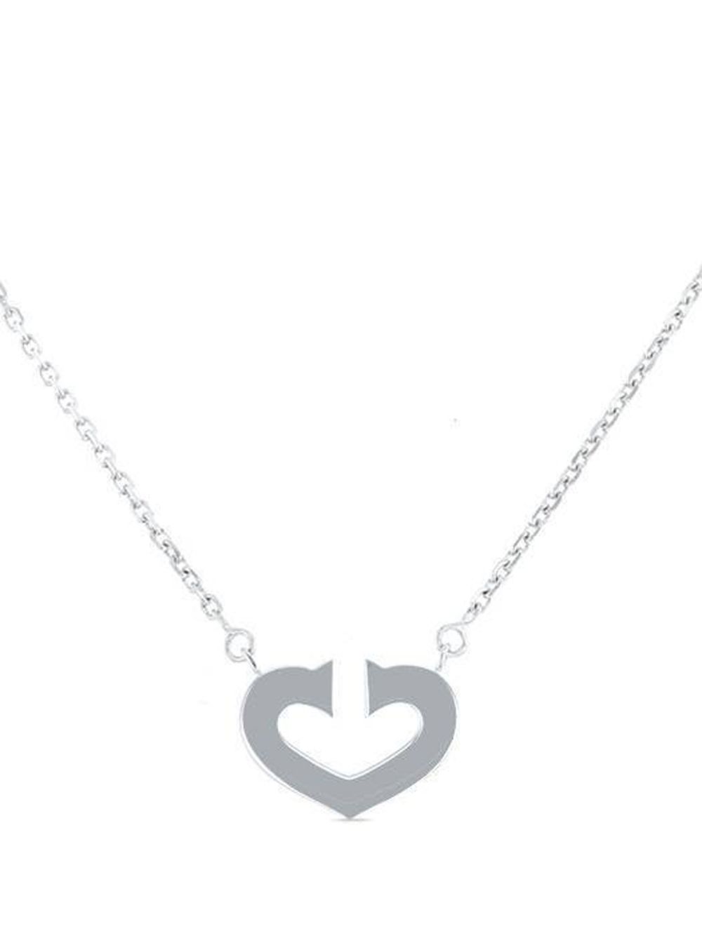 Cartier 白金 C Heart 项链（典藏款） - 银色