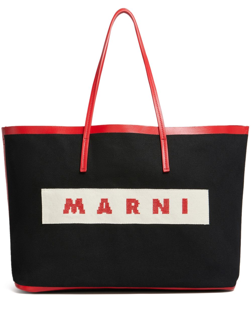 Marni Janus logo刺绣小号手提包 - 黑色