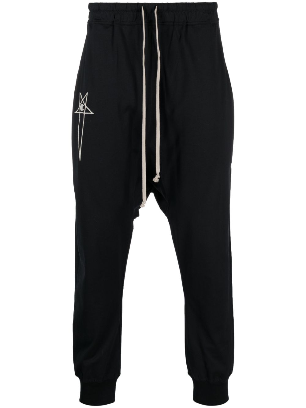 Rick Owens X Champion logo刺绣运动裤 - 黑色