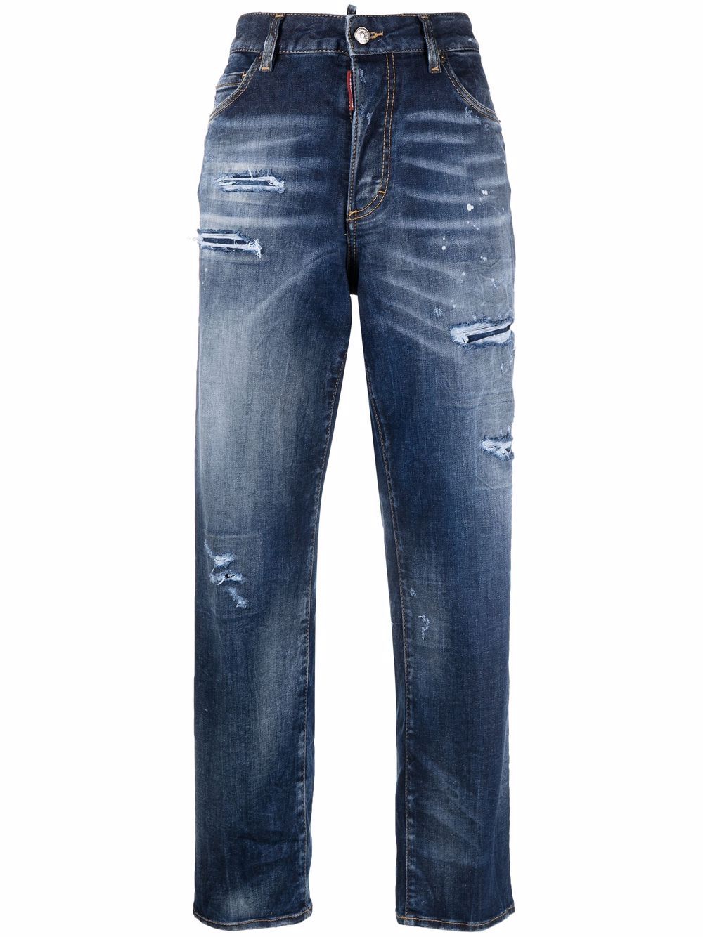 DSQUARED2 D2次方 高腰仿旧牛仔裤 - 蓝色