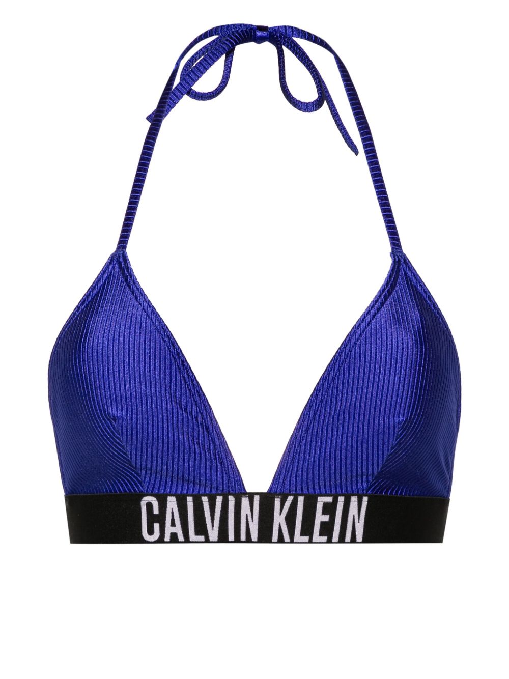 Calvin Klein logo织带三角形比基尼上装 - 蓝色