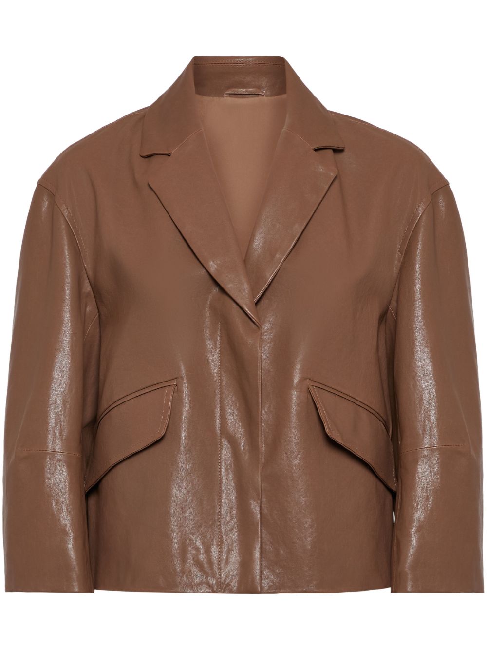 Brunello Cucinelli 皮夹克 - 褐色