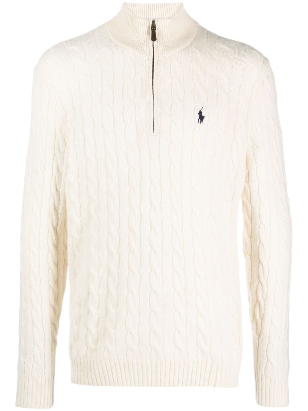 Polo Ralph Lauren logo刺绣羊毛混纺毛衣 - 中性色