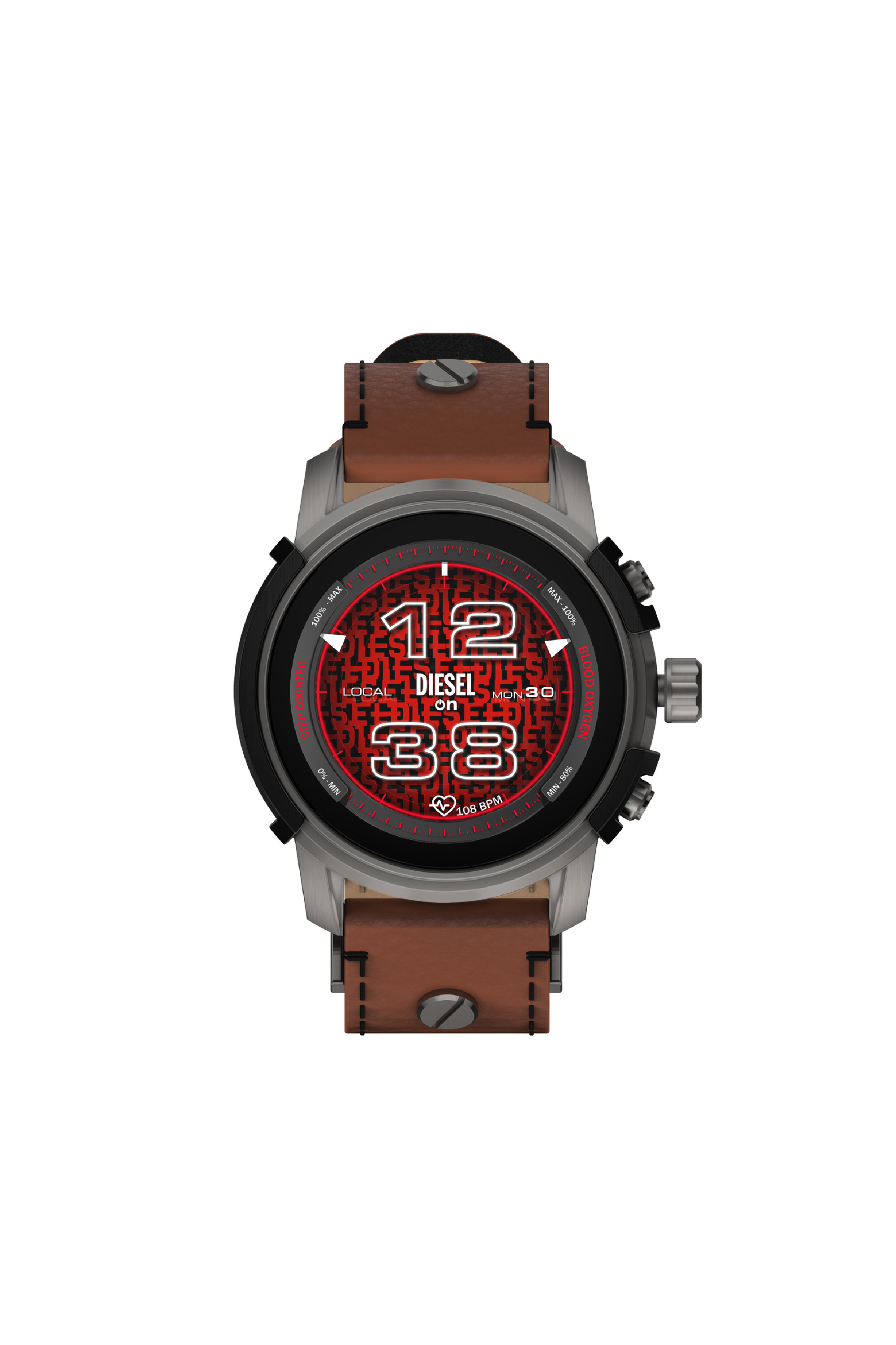 Diesel - Griffed leather smartwatch - Smartwatches - Man - Brown