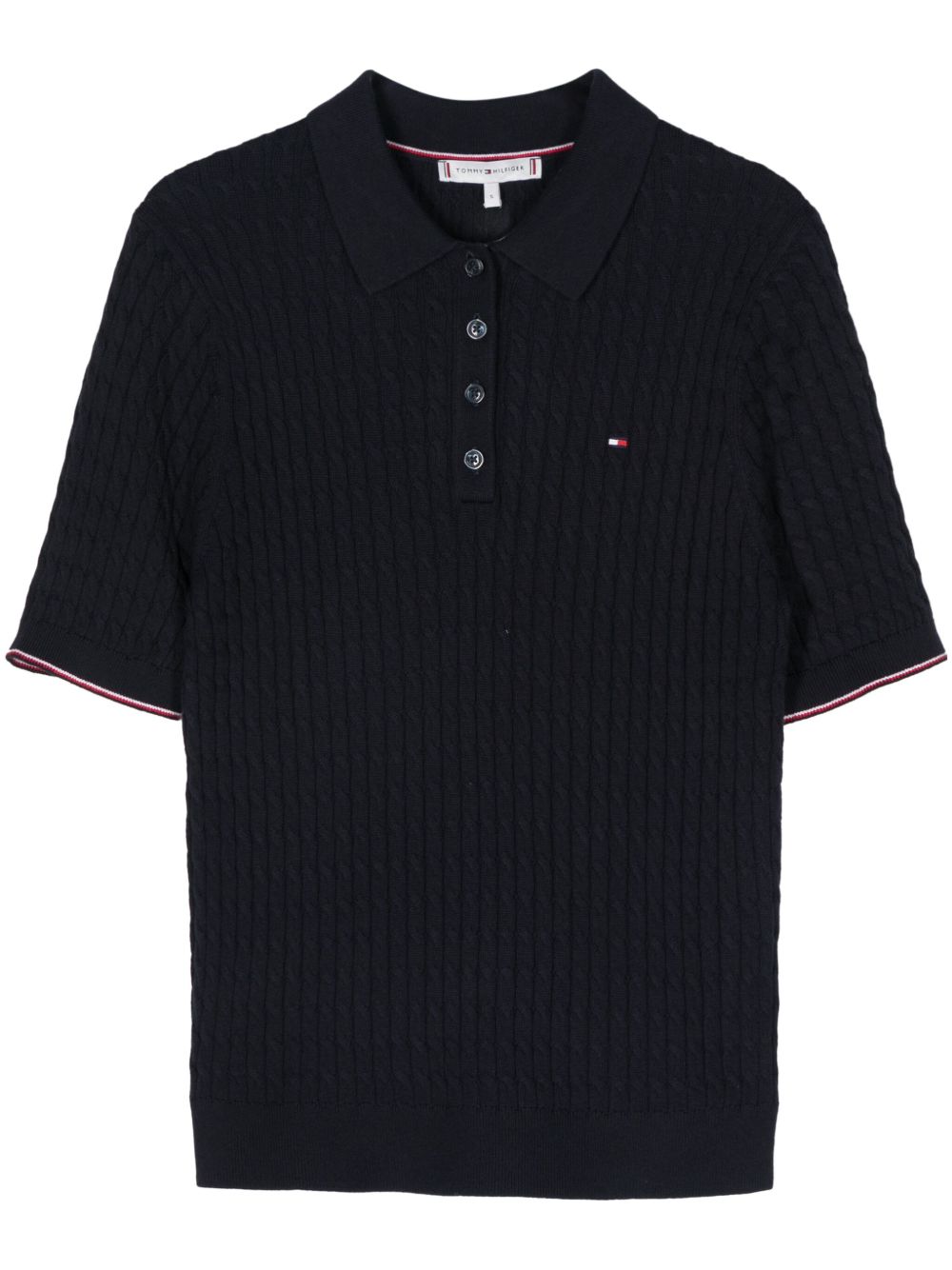 Tommy Hilfiger logo刺绣针织上衣 - 蓝色