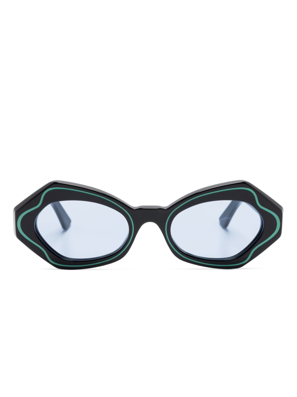 Marni Eyewear Unlahand 几何形镜框太阳眼镜 - 黑色