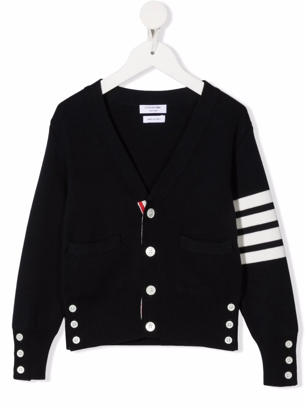 Thom Browne Kids 条纹印花开衫 - 蓝色
