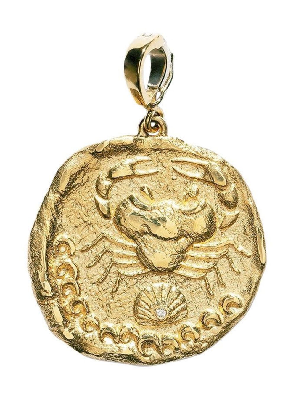 Azlee 18K黄金大号 Karkinos Coin 钻石吊坠 - 金色