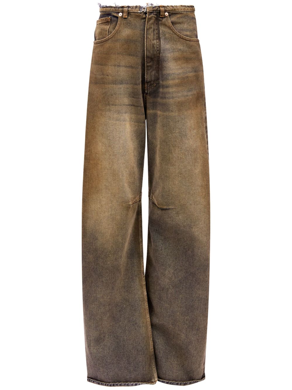 MM6 Maison Margiela 毛边阔腿牛仔裤 - 褐色