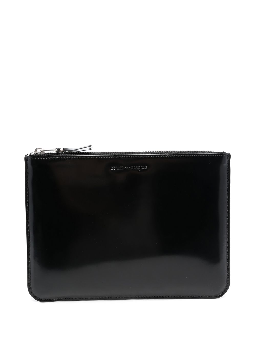 Comme Des Garçons Wallet logo凹面压花皮质钱包 - 黑色