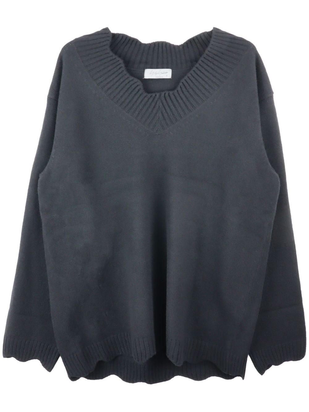 Yohji Yamamoto 扇贝形边毛衣 - 黑色
