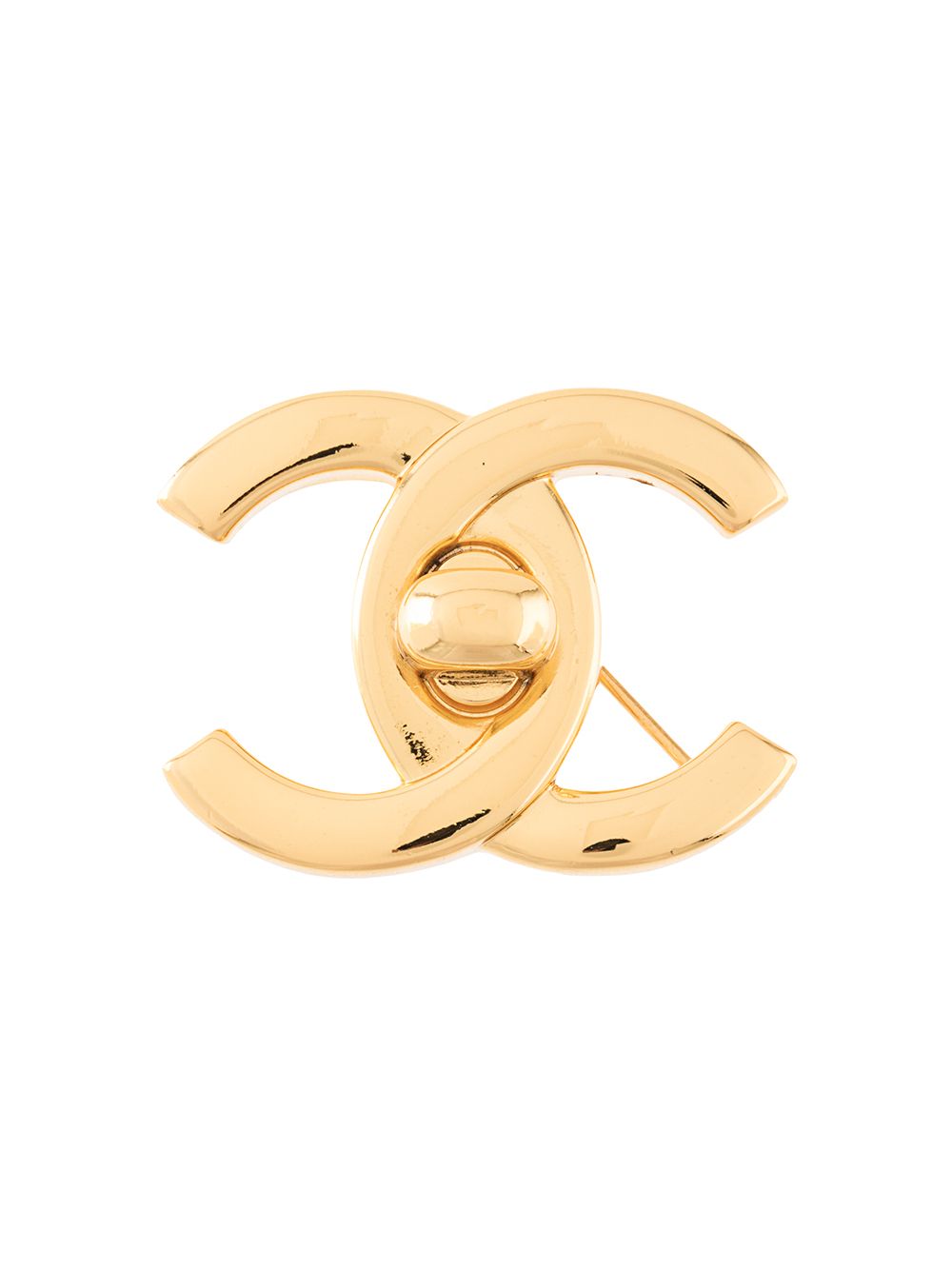 CHANEL Pre-Owned logo交扣吊饰胸针 - 金色