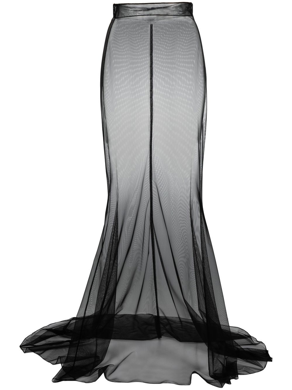 Saint Laurent 高腰半透明拼接半身裙 - 黑色