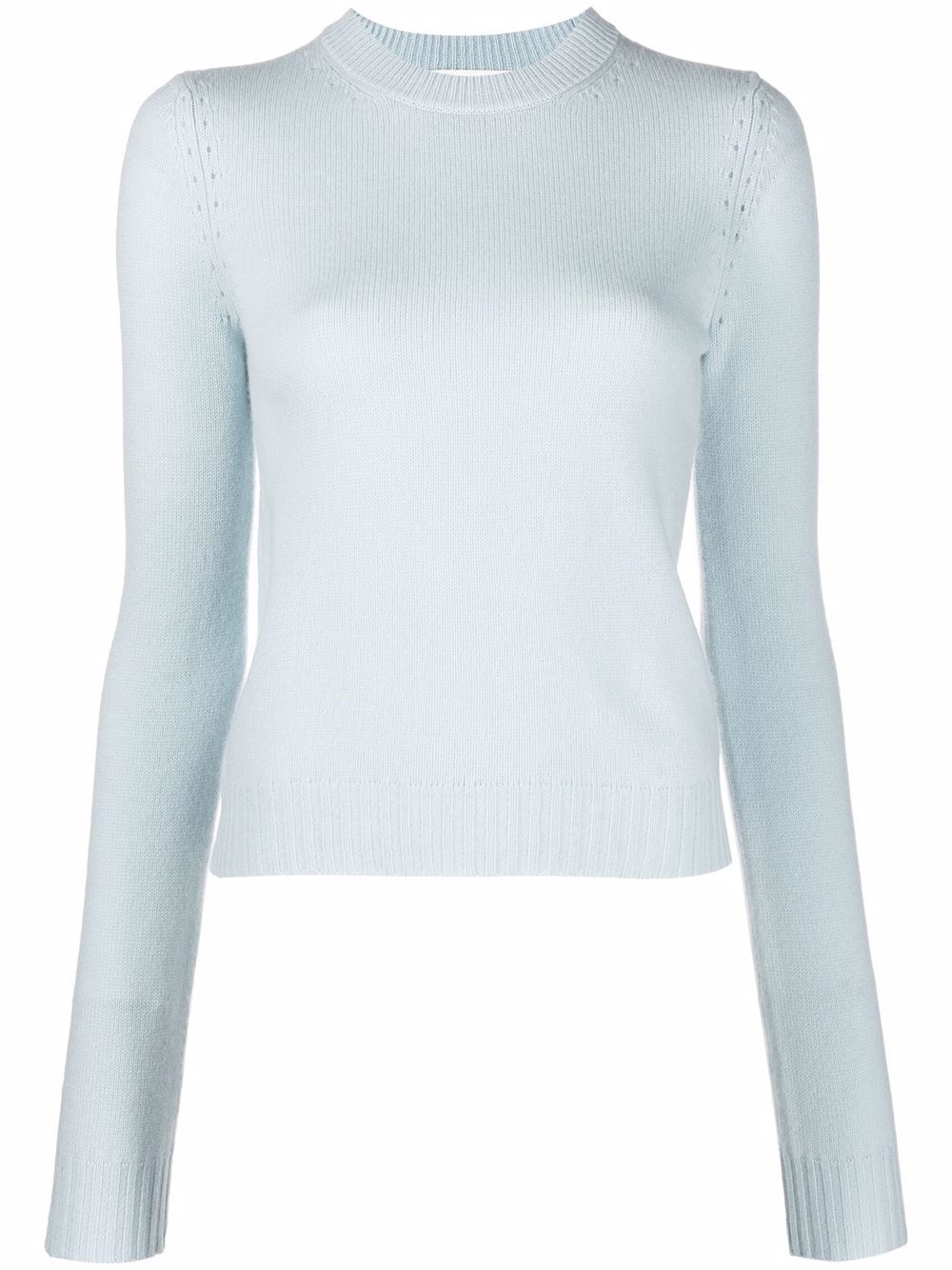 Sportmax 罗纹边饰圆领毛衣 - 蓝色