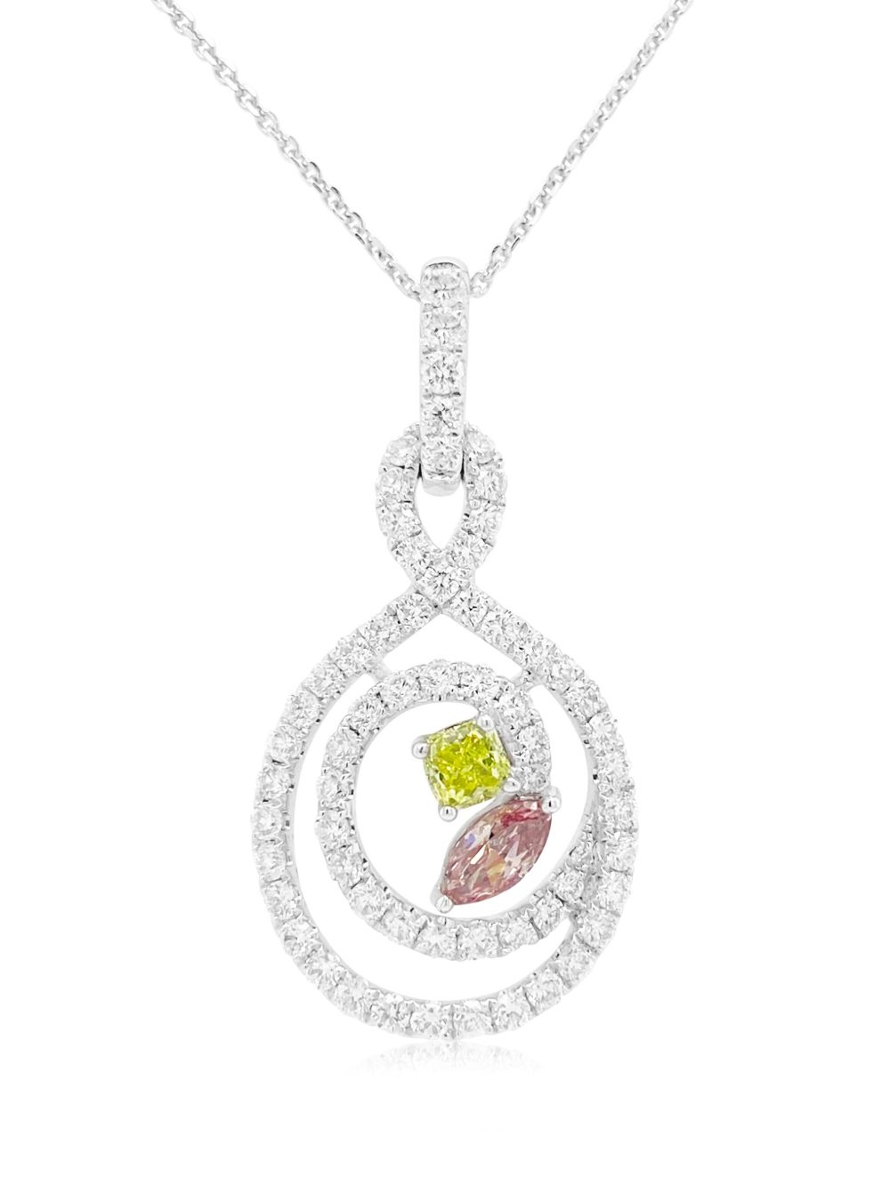 HYT Jewelry 18K白金铂金钻石项链 - 银色