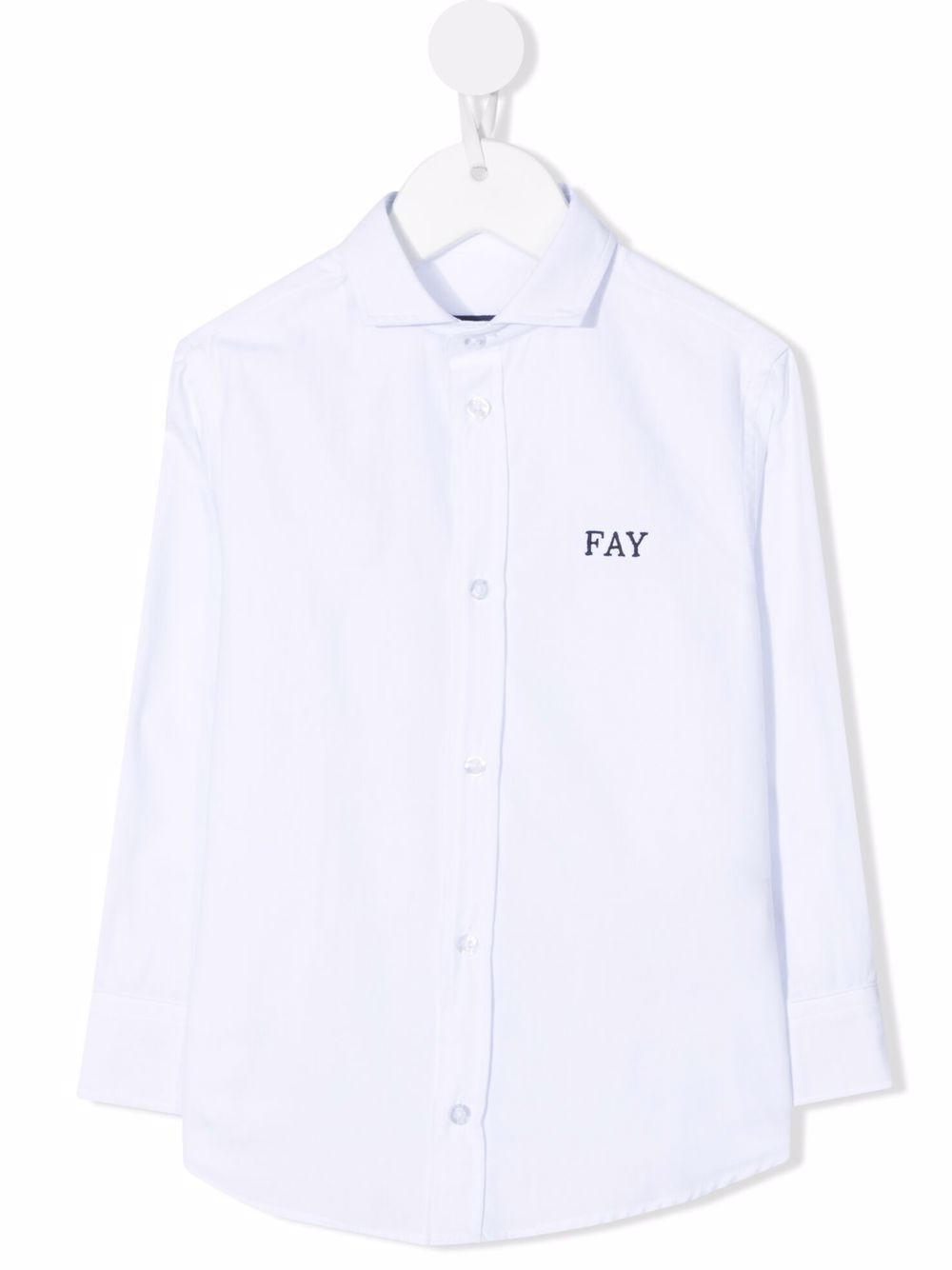 Fay Kids logo刺绣长袖衬衫 - 白色
