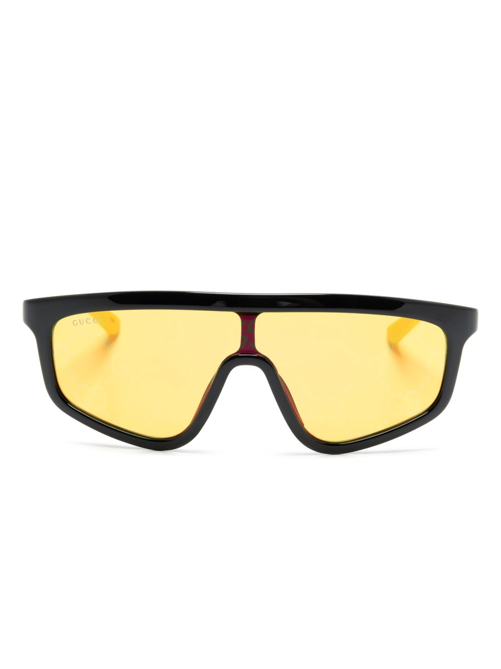Gucci Eyewear GG Supreme 盾形镜框太阳眼镜 - 黑色