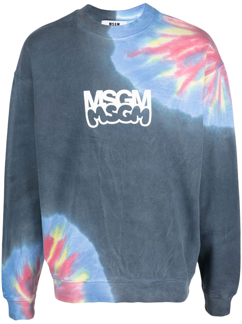 MSGM logo印花扎染卫衣 - 蓝色