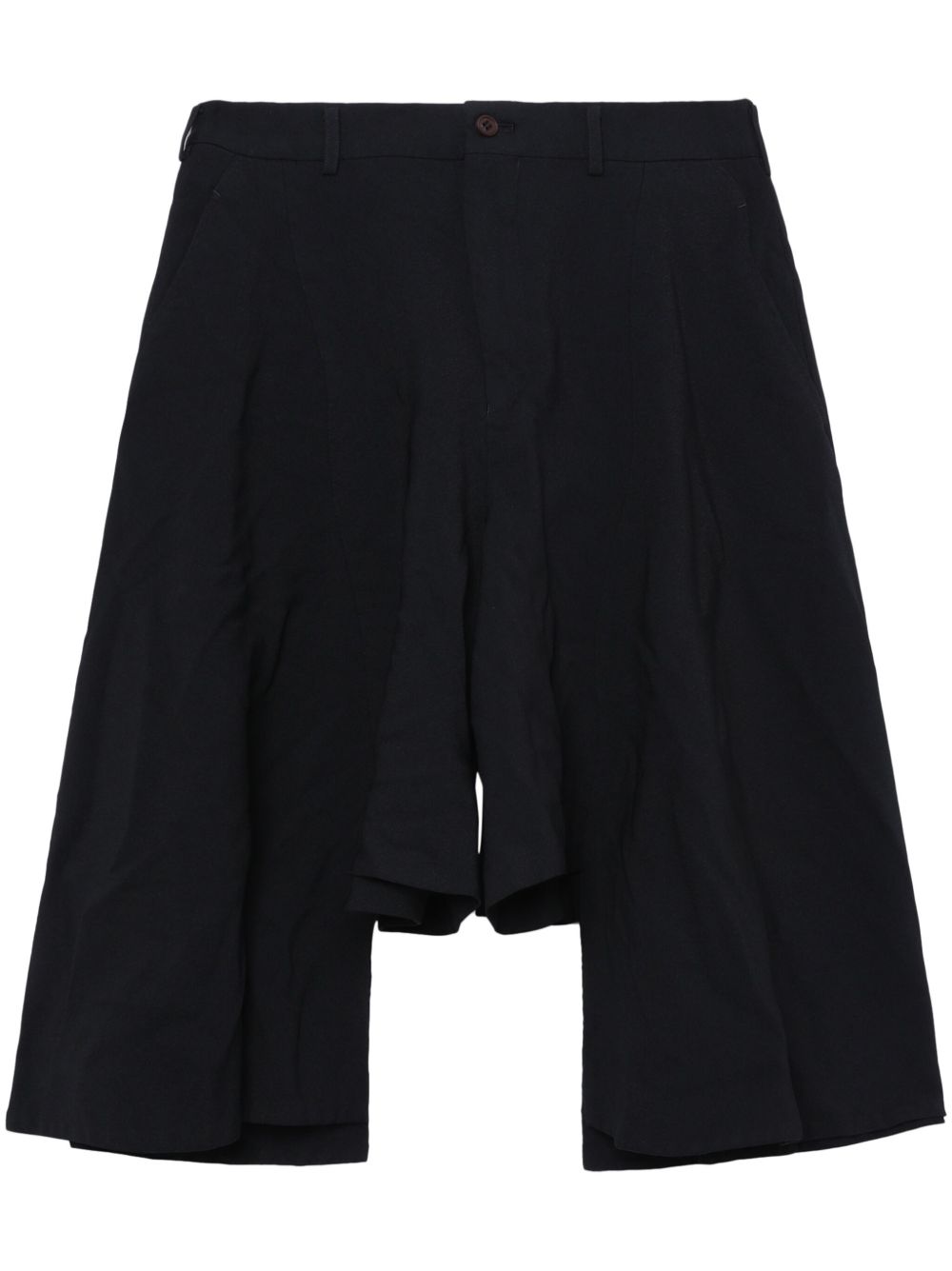 Comme des Garçons Homme Plus 褶皱不对称短裤 - 黑色
