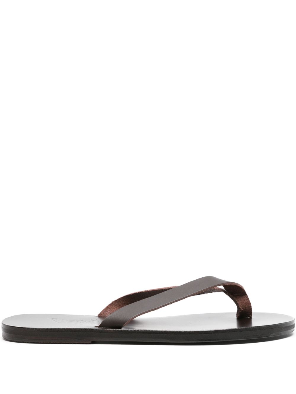 Ancient Greek Sandals Solon 皮质平底凉鞋 - 褐色