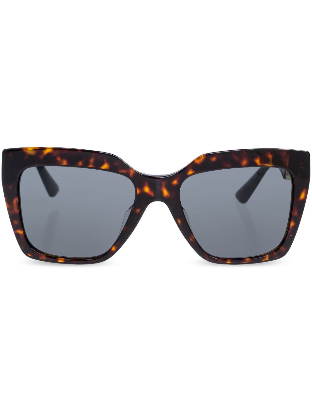 Versace Eyewear 玳瑁纹效果几何形镜框太阳眼镜 - 褐色